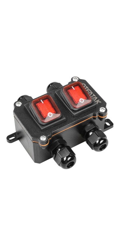 Inline Cord Switch DPST AC/DC 20A-125V,16A-250V,30A-24V,35A-12V, IP66 Waterproof On-Off Toggle Switch with 2 Red Light Rocker Buttons