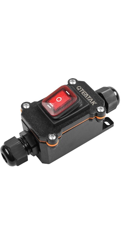 Inline Cord Switch DPST AC/DC 20A-125V,16A-250V,30A-24V,35A-12V, IP66 Waterproof On-Off Toggle Switch with 2 Red Light Rocker Buttons
