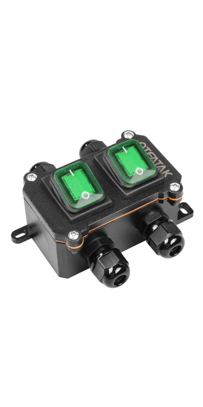 Inline Cord Switch DPST AC/DC 20A-125V,16A-250V,30A-24V,35A-12V, IP66 Waterproof On-Off Toggle Switch with 2 Red Light Rocker Buttons