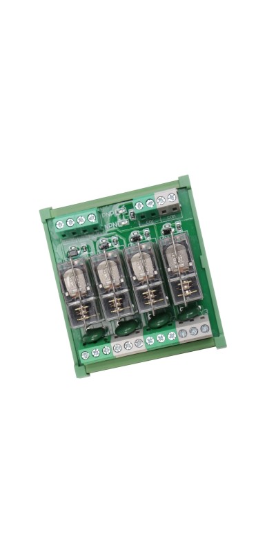 Din Rail Power Relay Module - Replaceable 4-Channel Relay Board, 12V/24V AC/DC SPDT, 1NO 1NC PLC