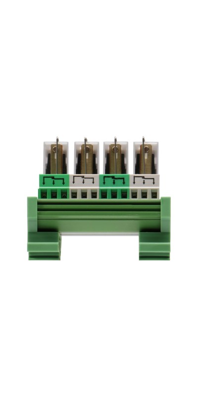 Din Rail Power Relay Module - Replaceable 4-Channel Relay Board, 12V/24V AC/DC SPDT, 1NO 1NC PLC