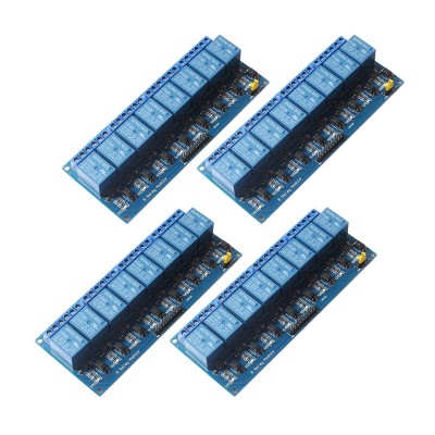 8 Channel DC 5V Relay Module Board, (4PACK) Electrical Equipments 8-Ch Optocoupler Compatible with PIC AVR DSP ARM MCU PLC Smart Home Control Switch
