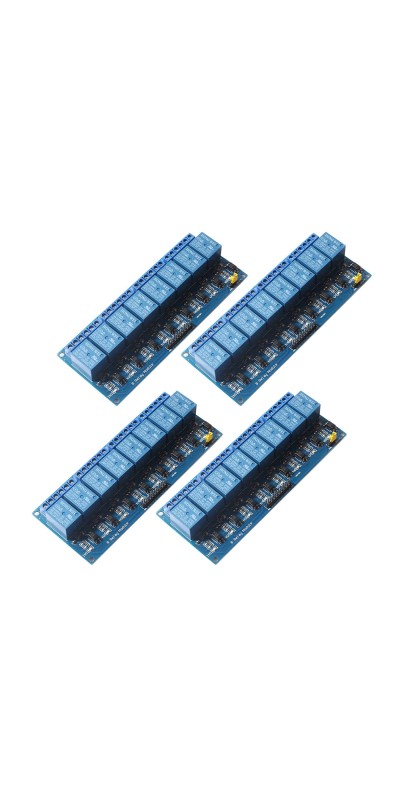 8 Channel DC 5V Relay Module Board, (4PACK) Electrical Equipments 8-Ch Optocoupler Compatible with PIC AVR DSP ARM MCU PLC Smart Home Control Switch