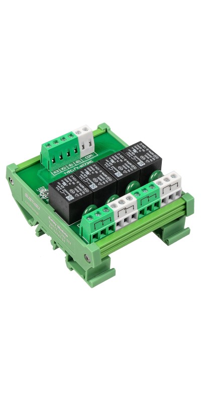 Relay Board, Relay Module 4 Channel 1 SPDT DIN Rail Mount 24V DC/AC, Interface Board(FY-T734C-D24)