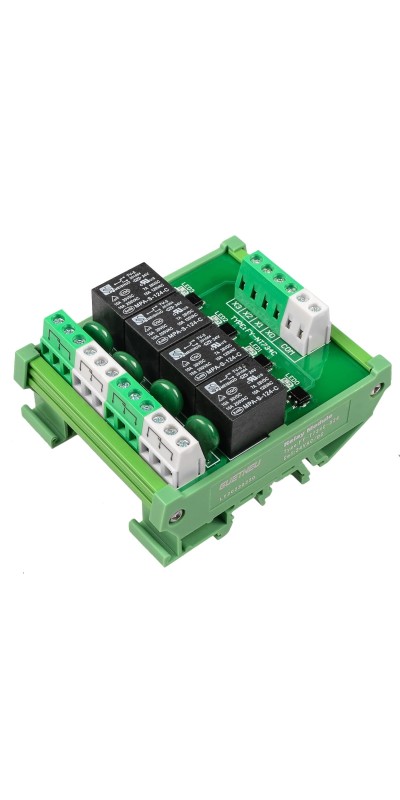 Relay Board, Relay Module 4 Channel 1 SPDT DIN Rail Mount 24V DC/AC, Interface Board(FY-T734C-D24)