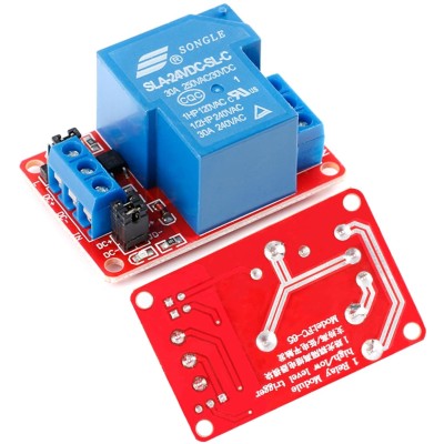 24V 30A Relay Module, 1 Channel, Optocoupler Isolation, High/Low Trigger for Automation Control