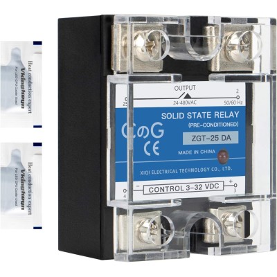CG Solid State Relay SSR-25DA DC to AC Input 3-32VDC To Output 24-480VAC 25A Single Phase Plastic Cover…