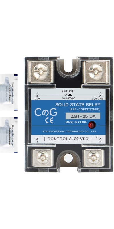 CG Solid State Relay SSR-25DA DC to AC Input 3-32VDC To Output 24-480VAC 25A Single Phase Plastic Cover…