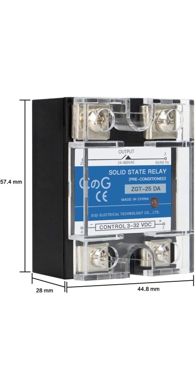 CG Solid State Relay SSR-25DA DC to AC Input 3-32VDC To Output 24-480VAC 25A Single Phase Plastic Cover…