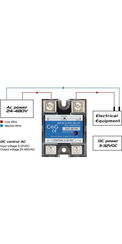 CG Solid State Relay SSR-25DA DC to AC Input 3-32VDC To Output 24-480VAC 25A Single Phase Plastic Cover…