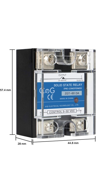 CG Solid State Relay SSR-25DA DC to AC Input 3-32VDC To Output 24-480VAC 25A Single Phase Plastic Cover…