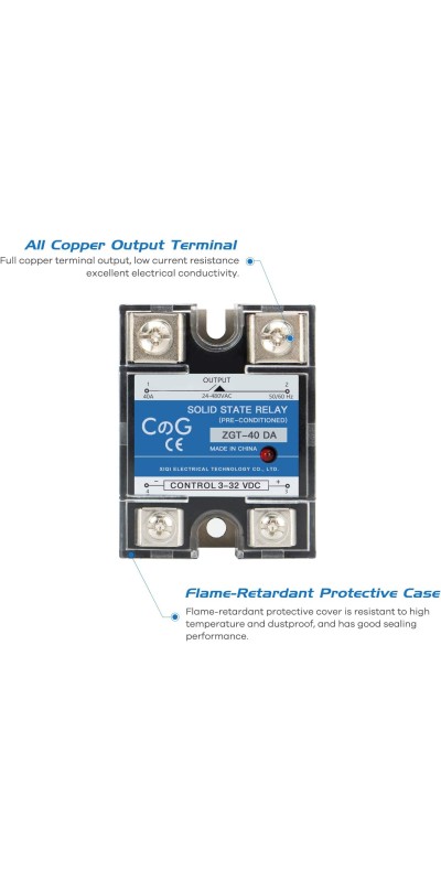 CG Solid State Relay SSR-25DA DC to AC Input 3-32VDC To Output 24-480VAC 25A Single Phase Plastic Cover…