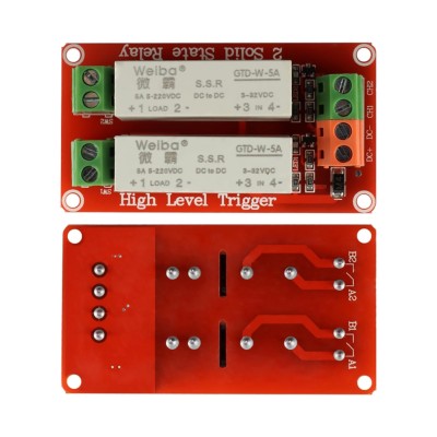 5V 1 Channel Solid State Relay Module, Low Level Trigger, 5A DC Control (2 Channel)
