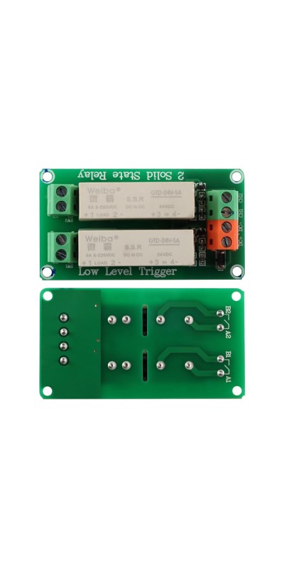 5V 2 Channel Solid State Relay Module, Low Level Trigger, 5A DC Control for Arduino Raspberry Pi