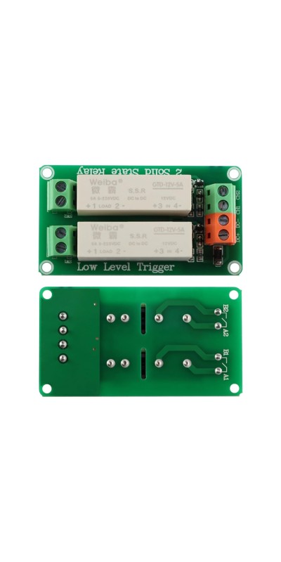 5V 2 Channel Solid State Relay Module, Low Level Trigger, 5A DC Control for Arduino Raspberry Pi