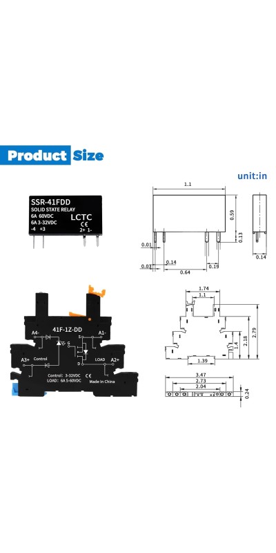 (2pcs) Solid State Relay DD 3.3V 3V 5V 12V 24V 1.5A,Signal Relay for PLC,No Contact DC to DCInput:3-32VDCOutput:5-60VDCDin Rail