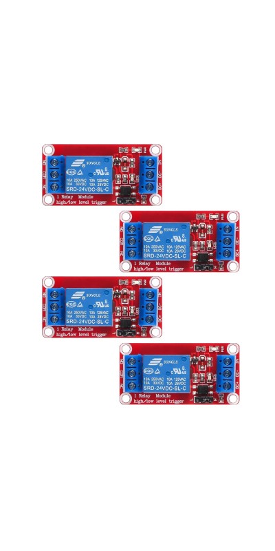 4pcs DC 24V Relay Module 1 Channel Relay Board with Optocoupler Isolation Support High or Low Level