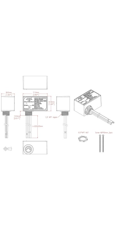 AC 120V SPST 20Amp 250Vac/30Vdc Power Relay Module, Plastic Enclosure and Pre-Wired