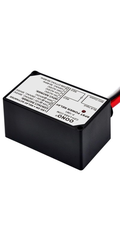AC 120V SPST 20Amp 250Vac/30Vdc Power Relay Module, Plastic Enclosure and Pre-Wired