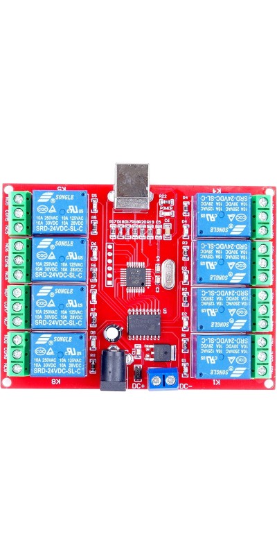 SRD-05VDC-SL-C 1 2 4 8 -Channel 5V 12v 24v Relay Module Free Driver USB Control Switch PC Intelligent Control (5V 8-Channel)