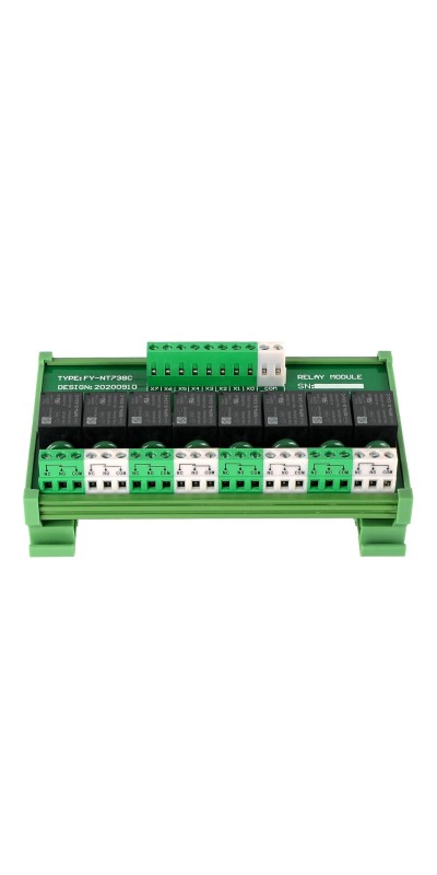 Relay Board, 8 Channel 1 SPDT DIN Rail Mount 24V DC/AC Relay, Interface Board