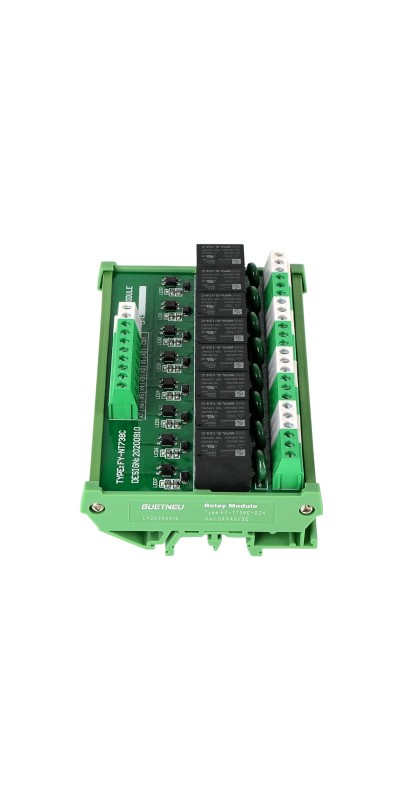 Relay Board, 8 Channel 1 SPDT DIN Rail Mount 24V DC/AC Relay, Interface Board