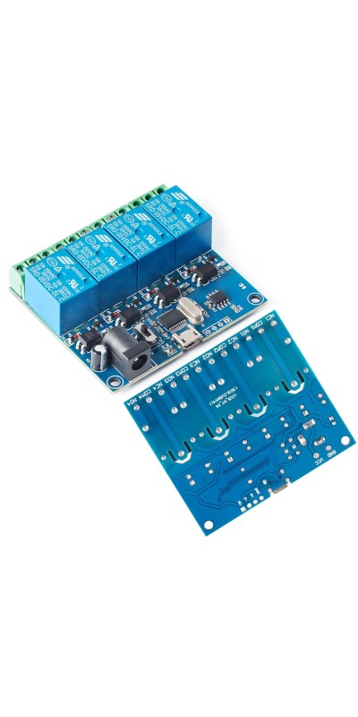 LCUS-4 USB Relay Module 4 Channel with Overcurrent Protection for Home Automation, Serial Control, Intelligent USB Switch