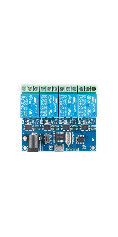 LCUS-4 USB Relay Module 4 Channel with Overcurrent Protection for Home Automation, Serial Control, Intelligent USB Switch