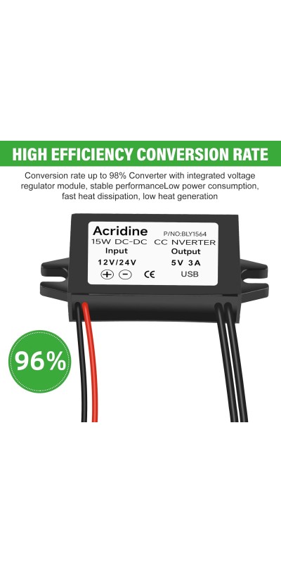 12V 24V DC to 5V 3A USB Female DC Converter Adapter Buck Module