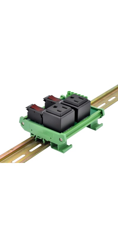 DIN Rail Mount AC 120V NEMA 5-15R 4 Receptacle Outlet Power Module, with Rocker Switch Thermal Circuit Breaker Overload Protector