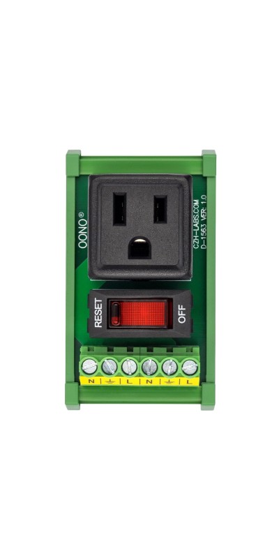 DIN Rail Mount AC 120V NEMA 5-15R 4 Receptacle Outlet Power Module, with Rocker Switch Thermal Circuit Breaker Overload Protector