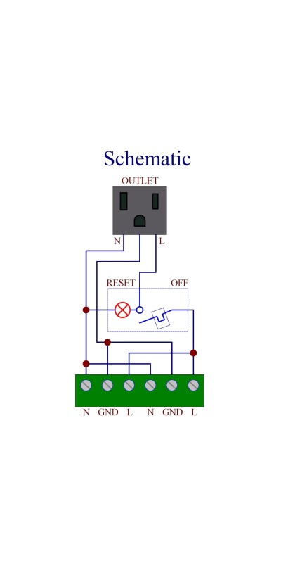 DIN Rail Mount AC 120V NEMA 5-15R 4 Receptacle Outlet Power Module, with Rocker Switch Thermal Circuit Breaker Overload Protector