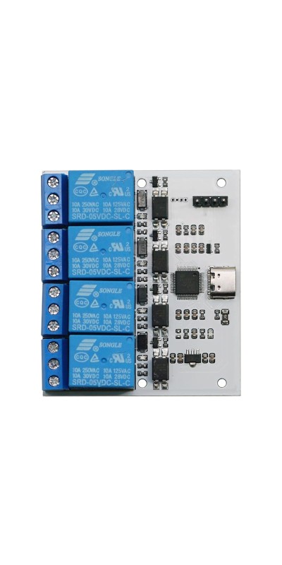 5V Relay USB Serial Control Relay Switch Module USB 4 Channel Relay Automation Industrial Control Equipment with USB C to USB A Cable 4 Way Relay