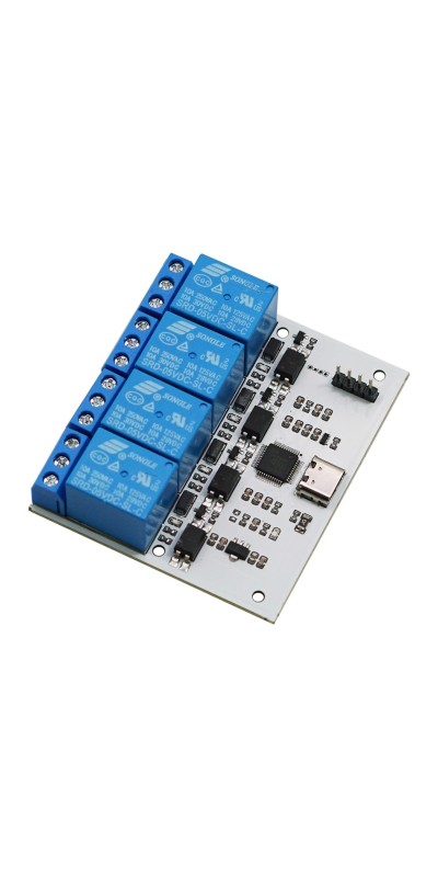 5V Relay USB Serial Control Relay Switch Module USB 4 Channel Relay Automation Industrial Control Equipment with USB C to USB A Cable 4 Way Relay