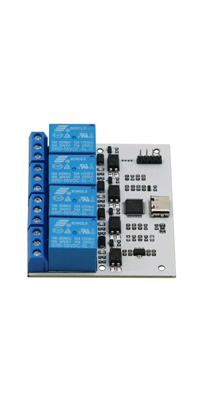 5V Relay USB Serial Control Relay Switch Module USB 4 Channel Relay Automation Industrial Control Equipment with USB C to USB A Cable 4 Way Relay