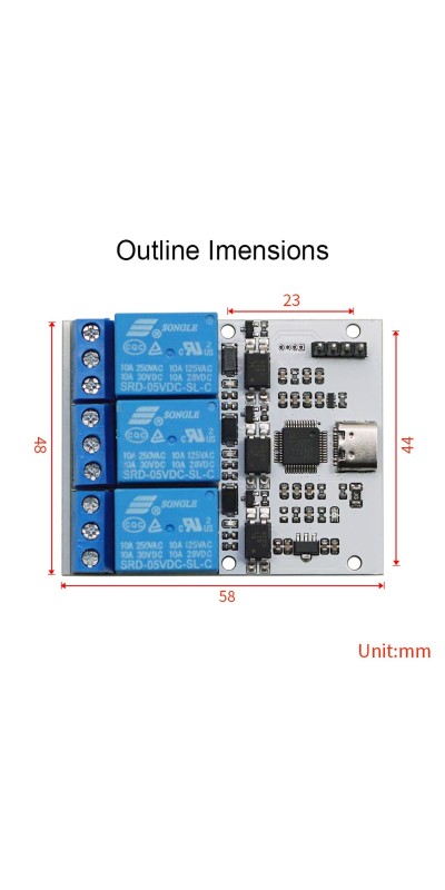 5V Relay USB Serial Control Relay Switch Module USB 4 Channel Relay Automation Industrial Control Equipment with USB C to USB A Cable 4 Way Relay
