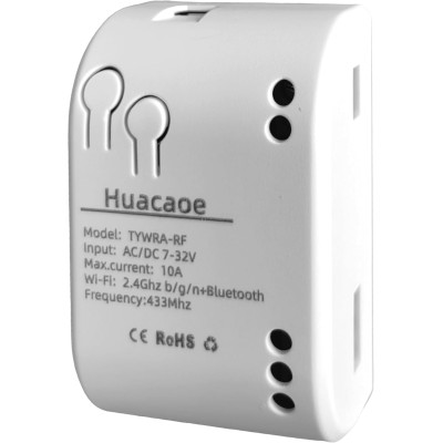 1 Channel Smart WiFi Dry Contact Relay Module | USB 5V/DC 7-32V | Momentary/Inching Self-Locking Relay | Tuya App/Alexa/Google Home Remote Control | White