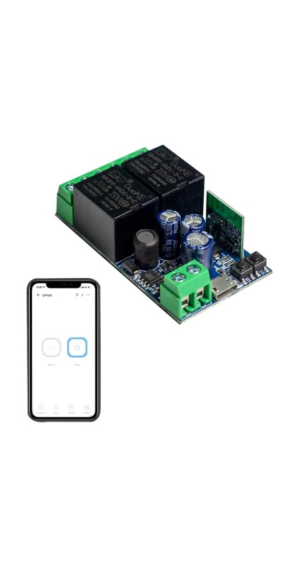 WiFi Wireless Smart Relay Module USB DC 5v/12v/24v/48v 2 Channel Switch for Garage Door, Rolling Shutter Door, Electric Curtain