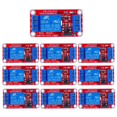 5V One Channel Relay Module Relay Switch with OPTO Isolation High Low Level Trigger (Pack of 10)