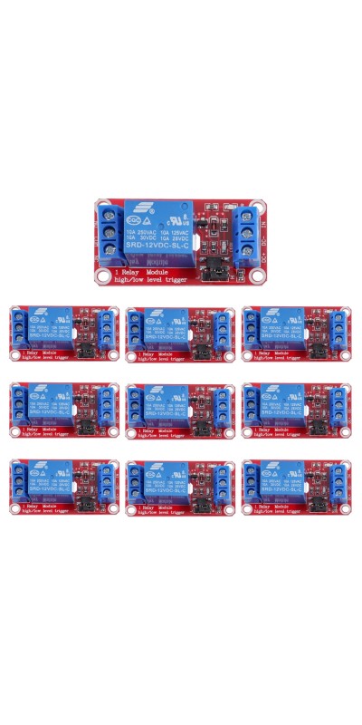 5V One Channel Relay Module Relay Switch with OPTO Isolation High Low Level Trigger (Pack of 10)