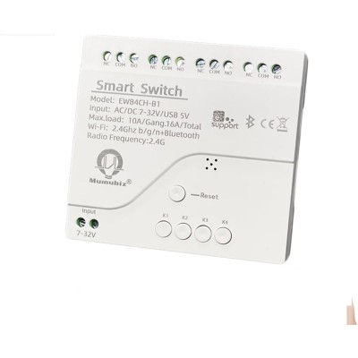 4 Channel WiFi& RF& Bluetooth Smart Dry Contact Relay Switch Module,Phone app Remote/Voice Control,Timer,Compatible with Alexa. (85-250V/USB 5V)