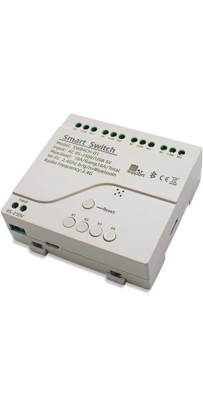 4 Channel WiFi& RF& Bluetooth Smart Dry Contact Relay Switch Module,Phone app Remote/Voice Control,Timer,Compatible with Alexa. (85-250V/USB 5V)