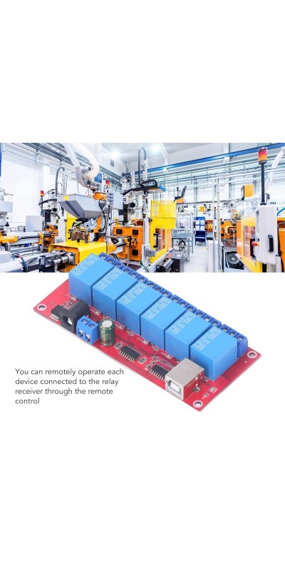 6 Channel USB Relay Module 10A Capacity PCB Mount Semi-Automatic Operation Silver Normally Open Contacts for Home Farm Factory Automation