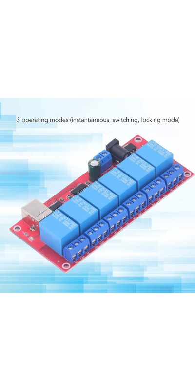 6 Channel USB Relay Module 10A Capacity PCB Mount Semi-Automatic Operation Silver Normally Open Contacts for Home Farm Factory Automation