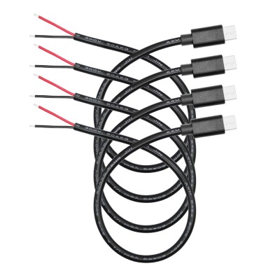 USB C to 2 Pin Bare Wire Open End Power Cable 11inch, 5V/5A USB Type C Male Plug 2 Pin Pigtail Cable 20AWG, for USB Type C Equipment Installed or Replacement Repair DIY Cable - 4Pcs