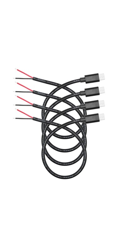 USB C to 2 Pin Bare Wire Open End Power Cable 11inch, 5V/5A USB Type C Male Plug 2 Pin Pigtail Cable 20AWG, for USB Type C Equipment Installed or Replacement Repair DIY Cable - 4Pcs
