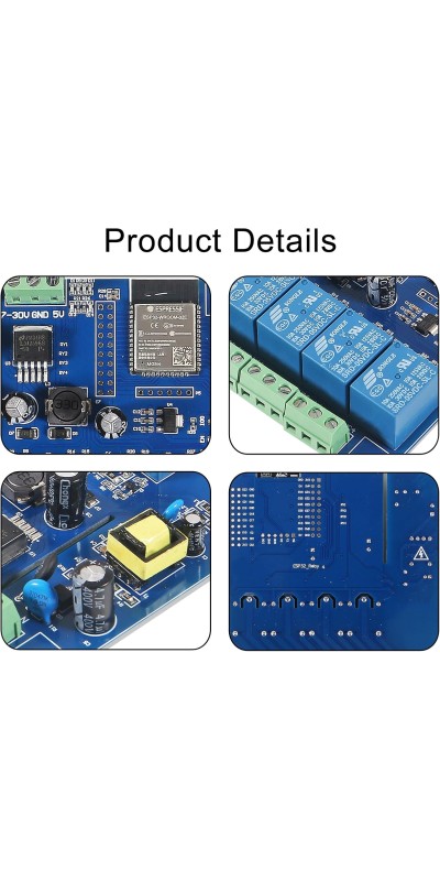 AC/DC Power Supply ESP32 Development Board Programmable Development Board Wireless WiFi 8 Way Channel 5V Relay Module ESP32-WROOM-32E for Arduino