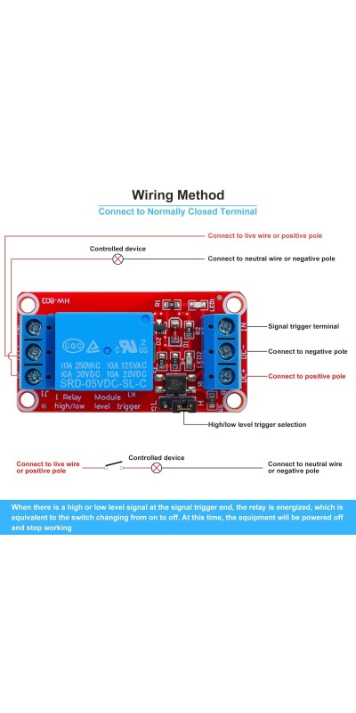 2pcs DC 5V 1-Channel Relay Module Isolated by SMT Optocoupler High and Low Level Trigger Module Triggered by DC 5V