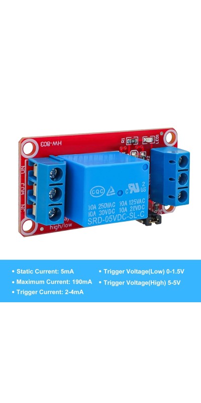 2pcs DC 5V 1-Channel Relay Module Isolated by SMT Optocoupler High and Low Level Trigger Module Triggered by DC 5V