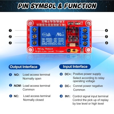1 Channel Relay Board for Raspberry Pi with Opto-Isolated High or Low Level Trigger 5v 1 Channel Switch for Arduino